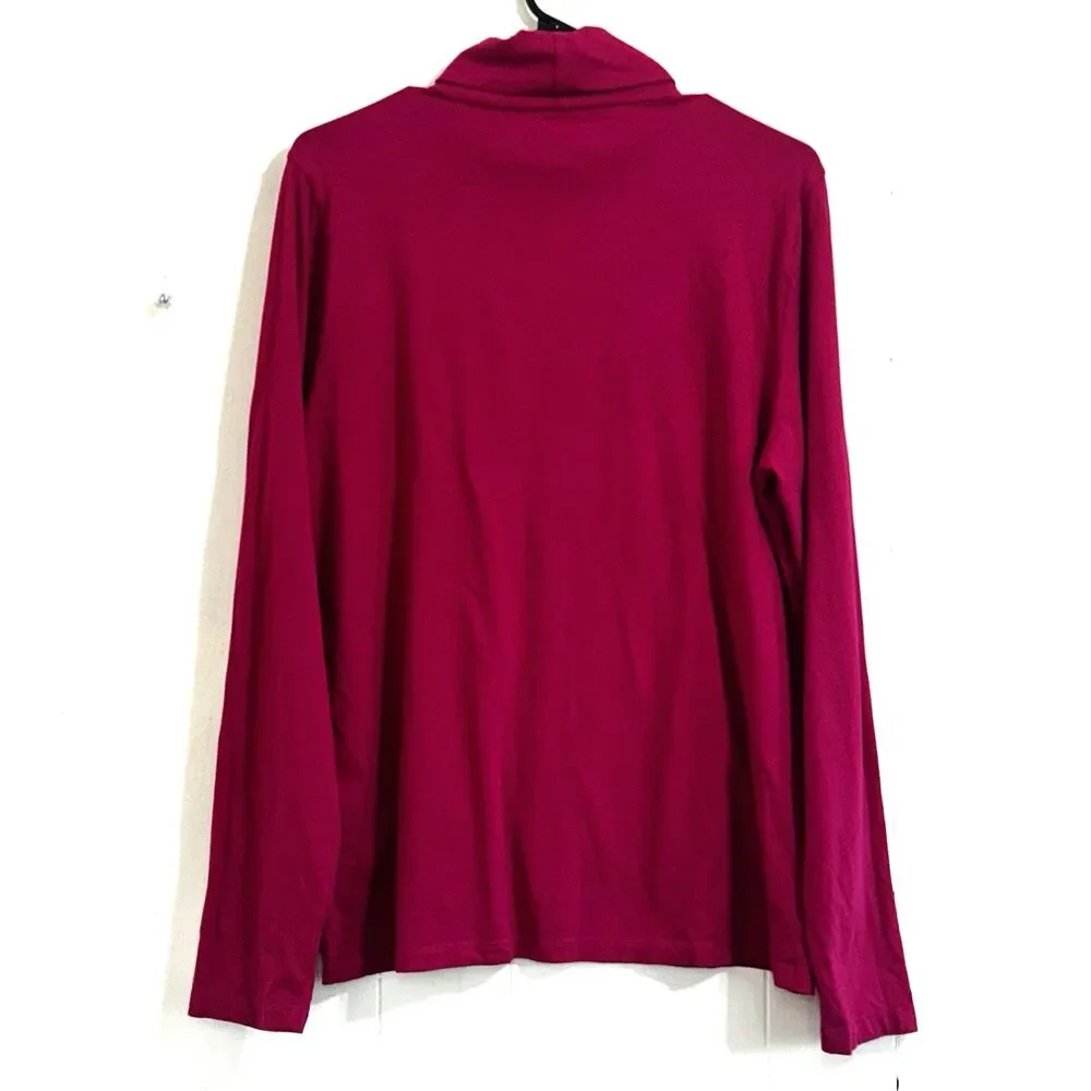 J.Crew Basic Turtleneck Berry Magenta Top Size XL Long Sleeve Soft Comfy Blouse